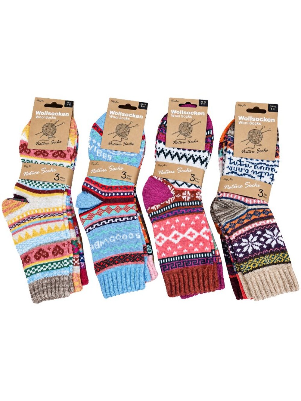 Women’s Wool Blend Winter Socks. 12 Pack Colorful Fair Isle Crew, Size 9-11, New